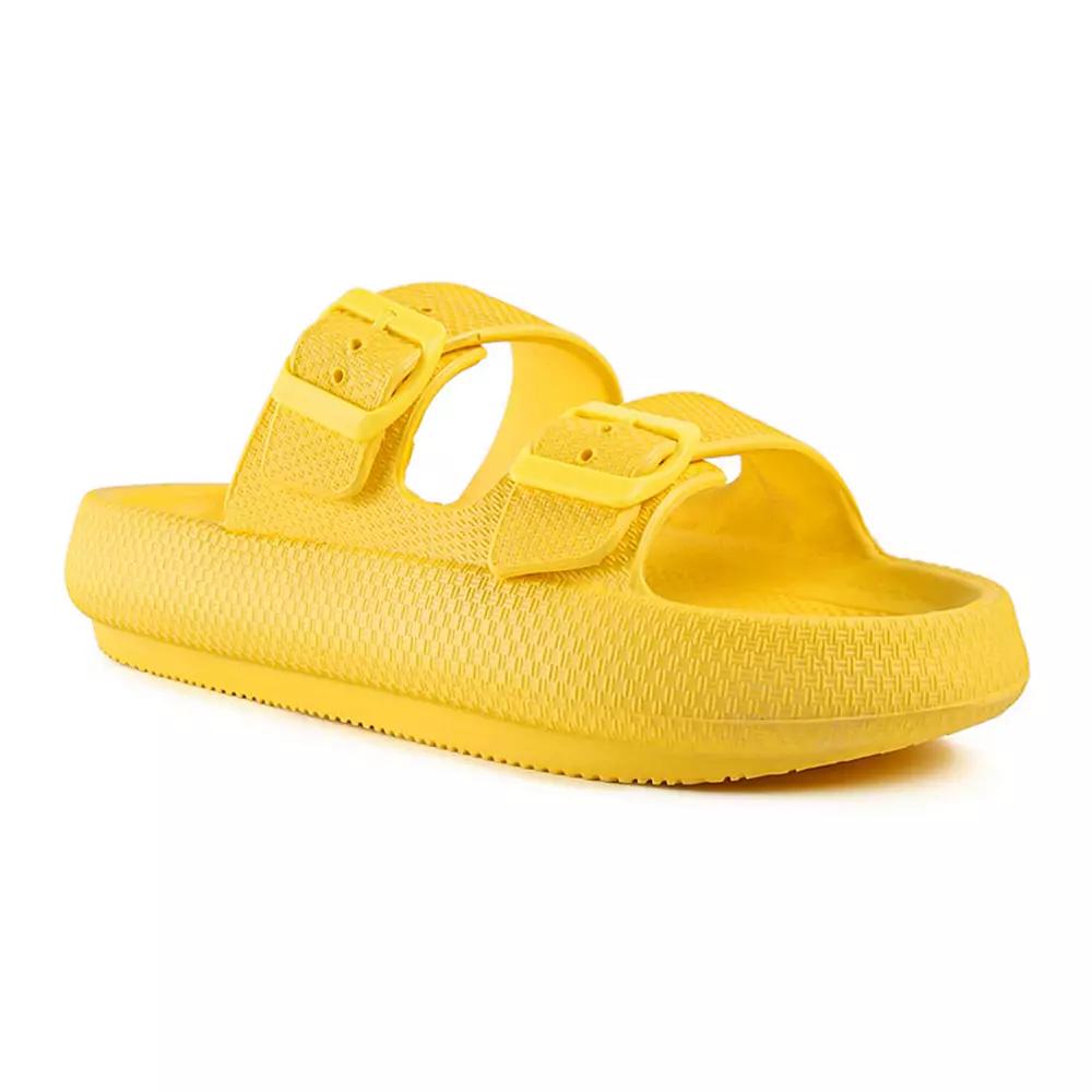 London Rag Women's Loma Hovercraft Buckled Slide Sandals, Size: Large (9/10), Yellow Product Image