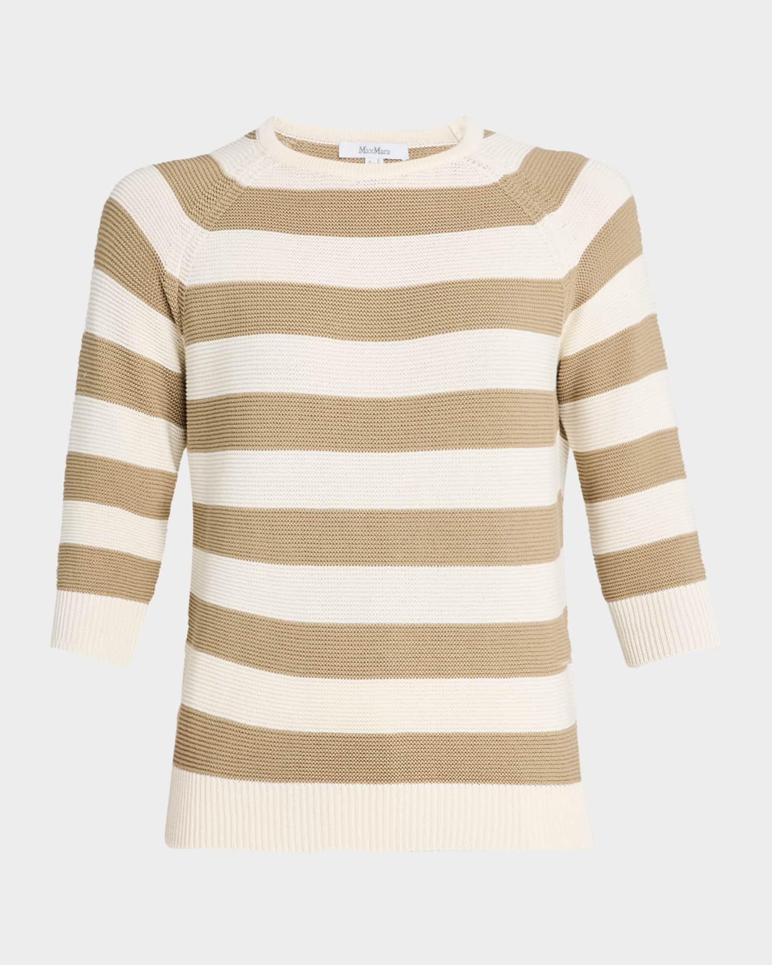 Sante Striped 3/4-Sleeve Cotton Sweater Product Image