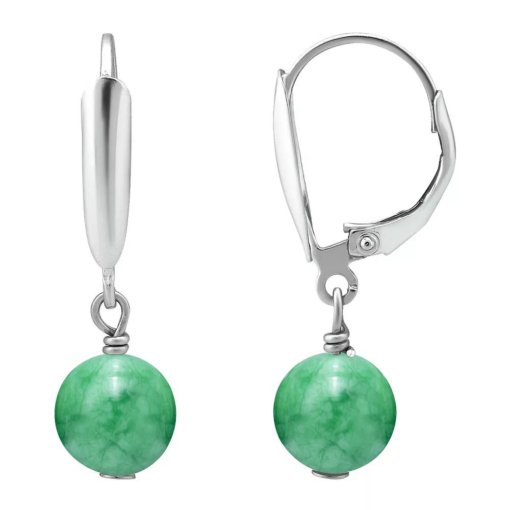 Aleure Precioso Gemstone Bead Leverback Earrings, Women's, Green Howlite Product Image