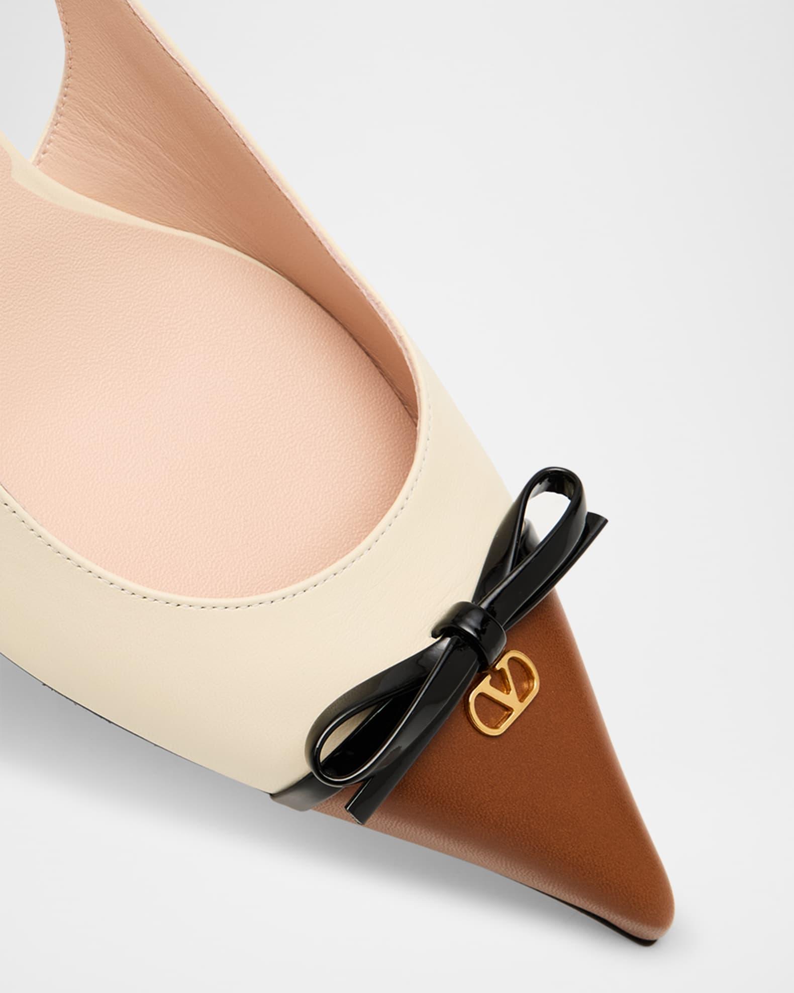 VLOGO Pointed Slingback Leather Kitten Pumps Product Image