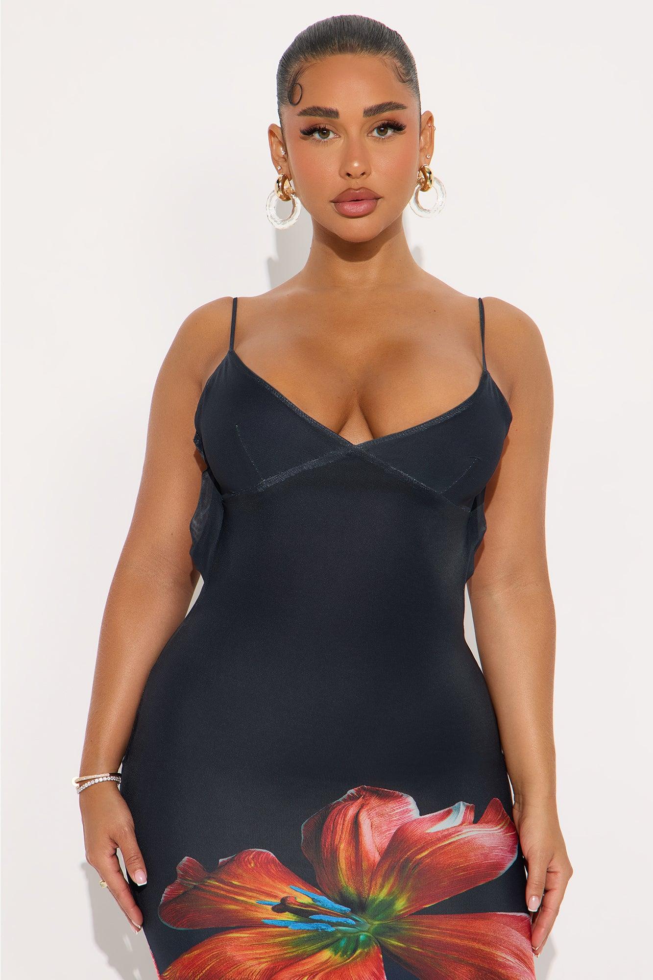 Melanie Floral Mesh Maxi Dress - Black/combo Female Product Image