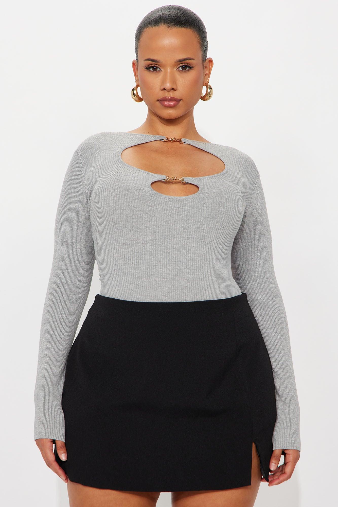 Sara Cut Out Bodysuit - Grey Female Product Image
