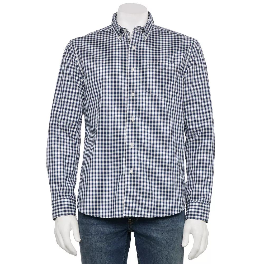 Men's Sonoma Goods For Life® Adaptive Long Sleeve Perfect Length Shirt, Size: Small, Blue Gingham Product Image