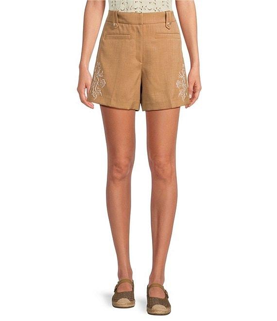 Sam Edelman Coordinating Noa Embroidered Twill High-Rise Trouser Shorts Product Image