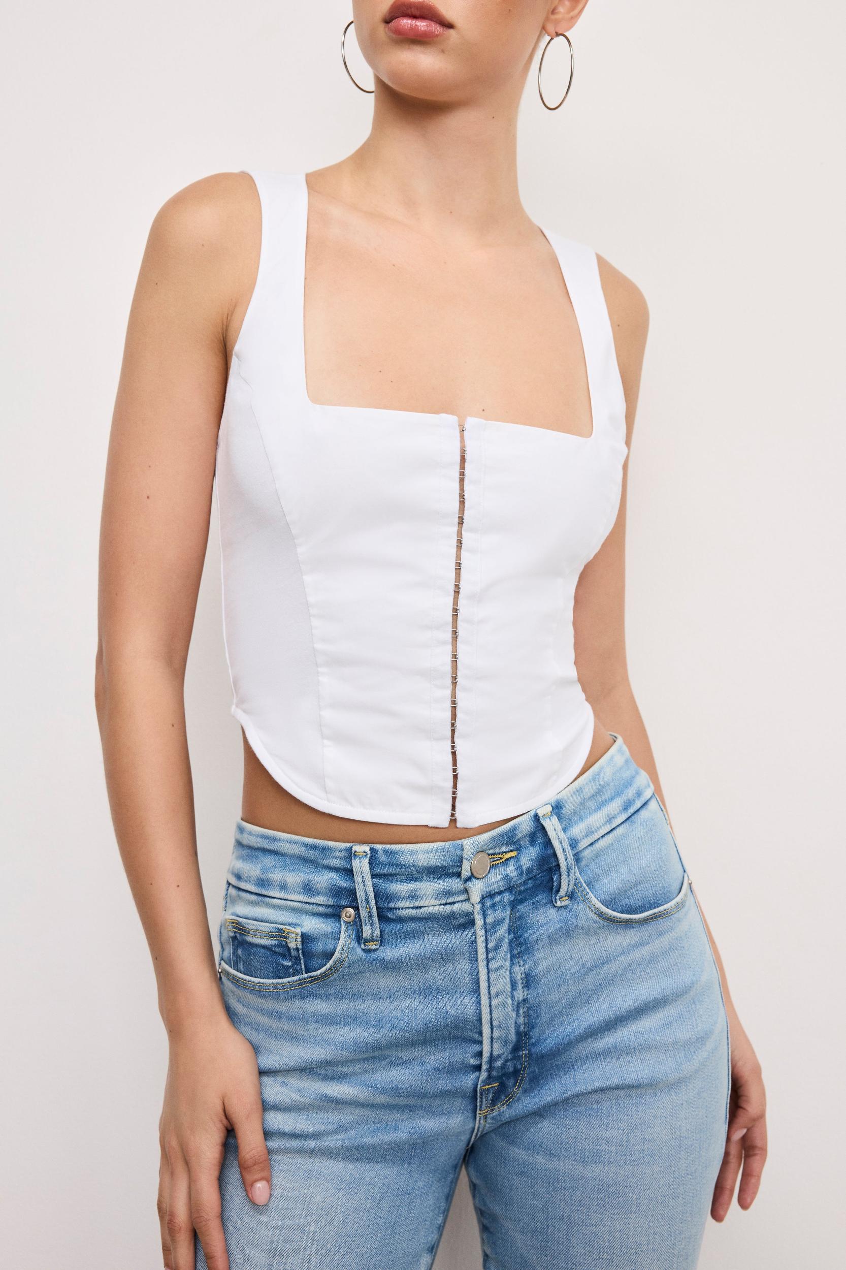 DOLLY POPLIN BUSTIER | WHITE001 Product Image