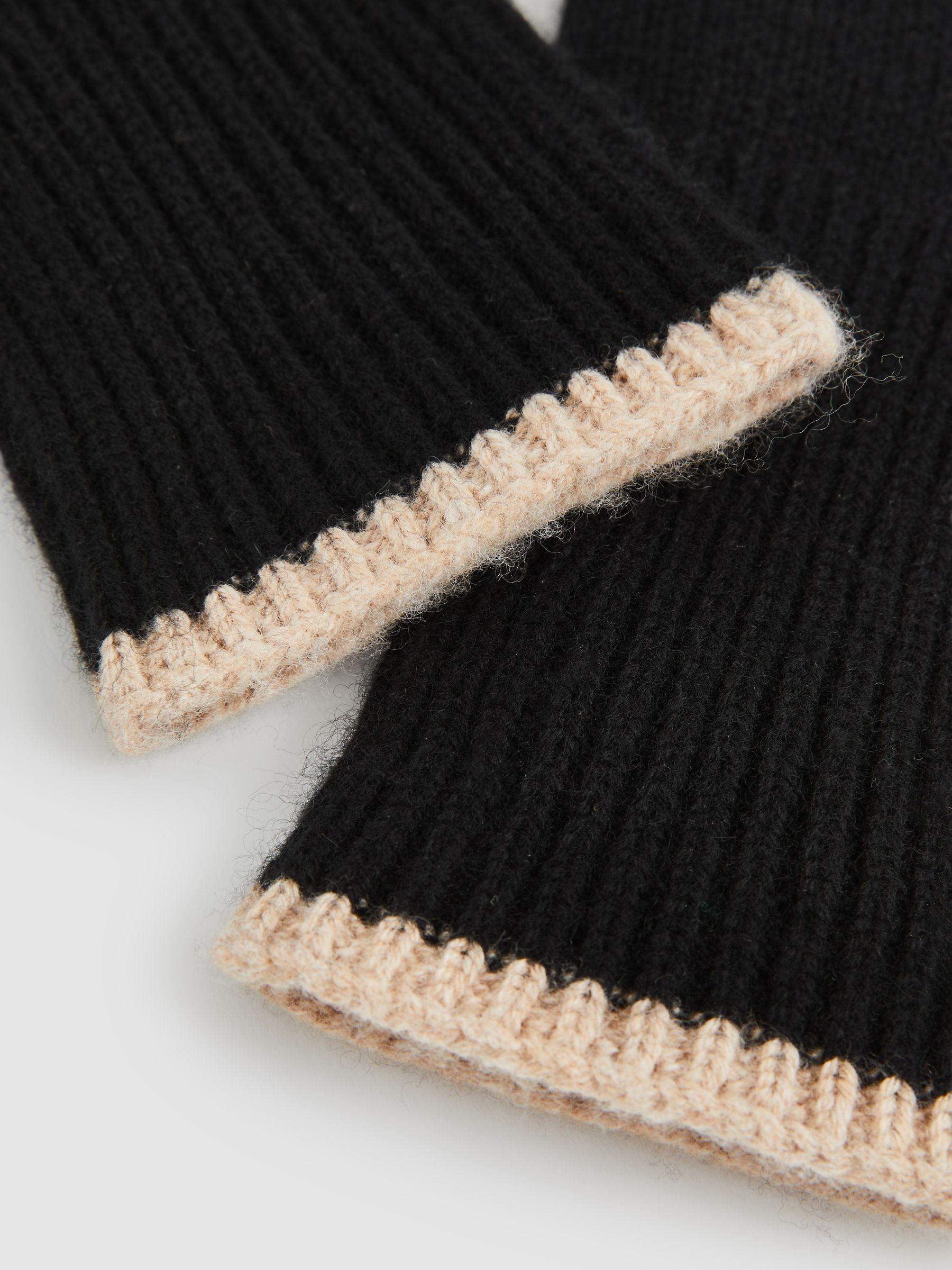 Tipped Gloves With Cashmere in Black/Camel Product Image