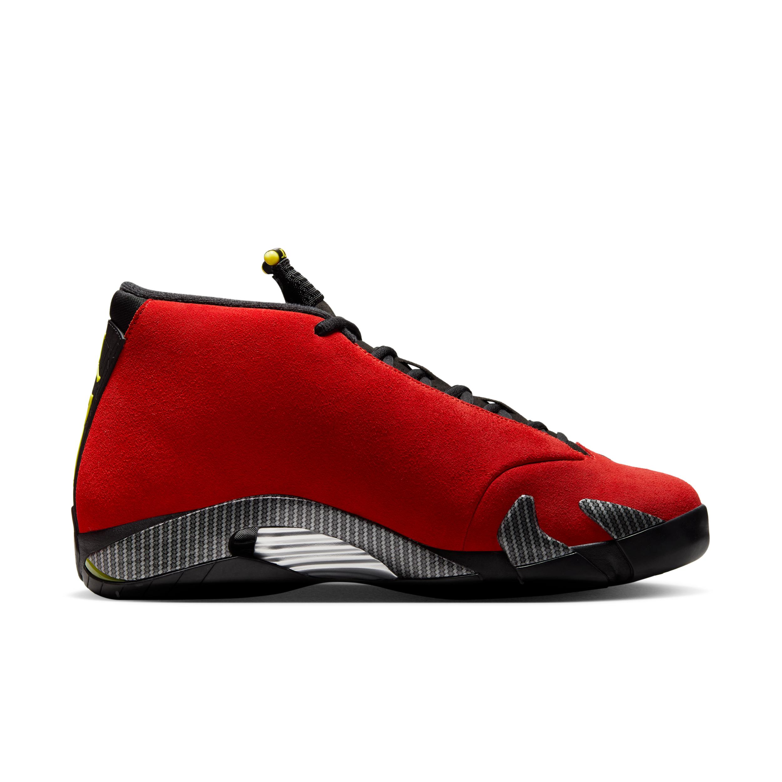 Jordan Mens Air Retro 14 Basketball Shoes in Challenge Red/Vibrant Yellow/Anthracite Product Image