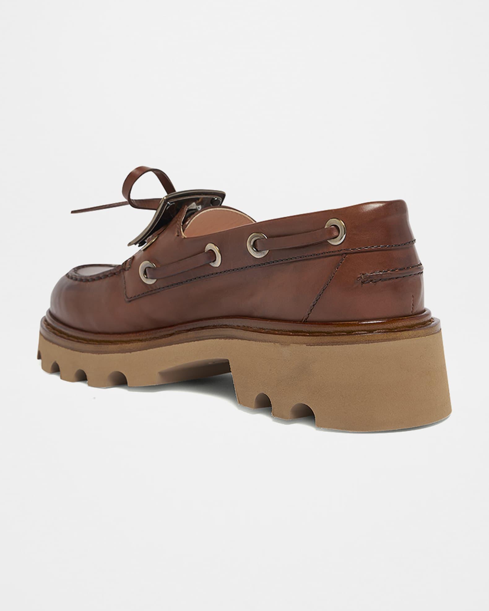 Viv Ranger Leather Buckle Lug-Sole Boat Loafers Product Image