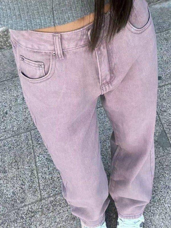 Washed Purple Denim Boyfriend Jeans Product Image