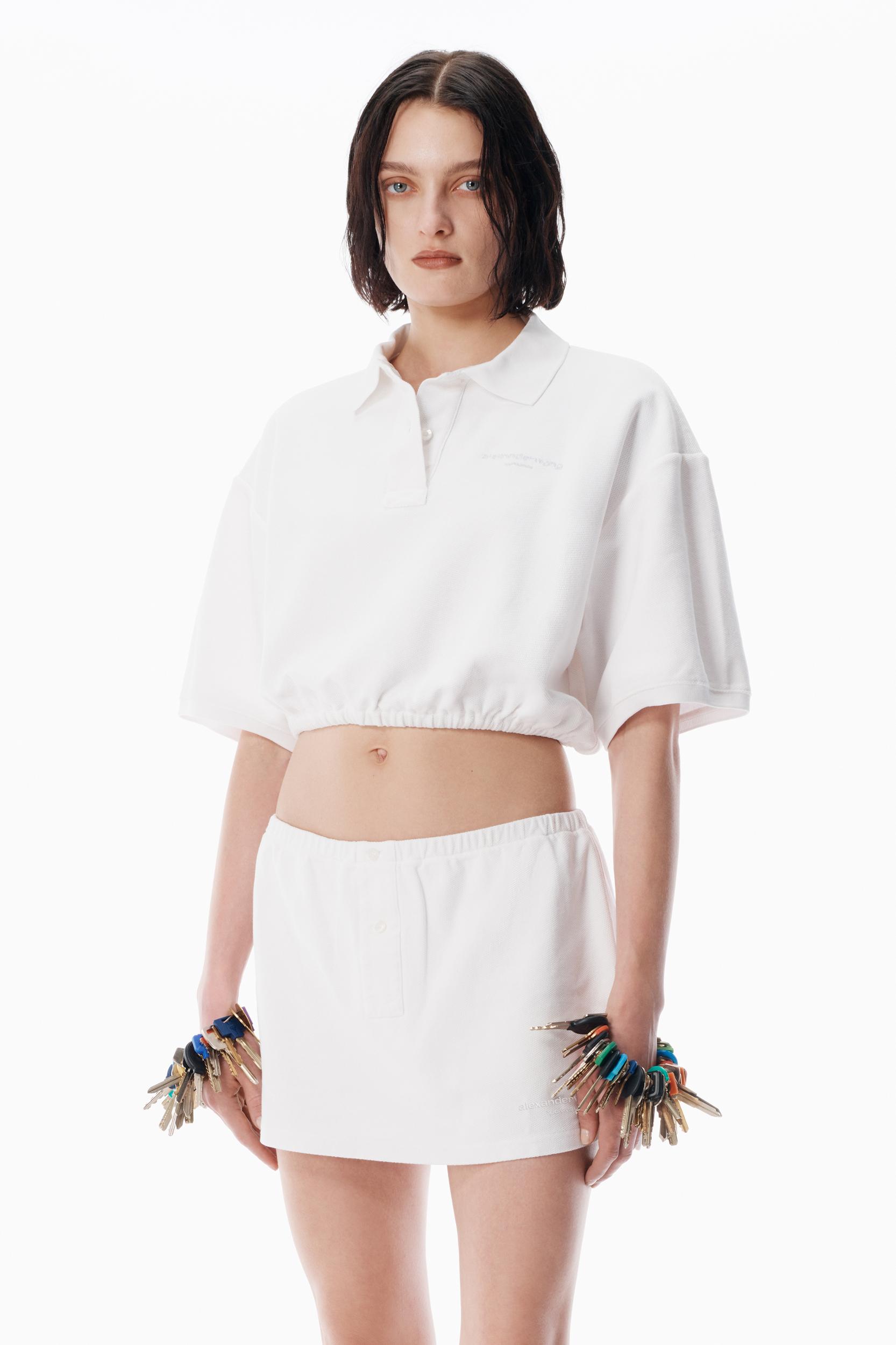 White Deconstructed Polo Shirt Product Image