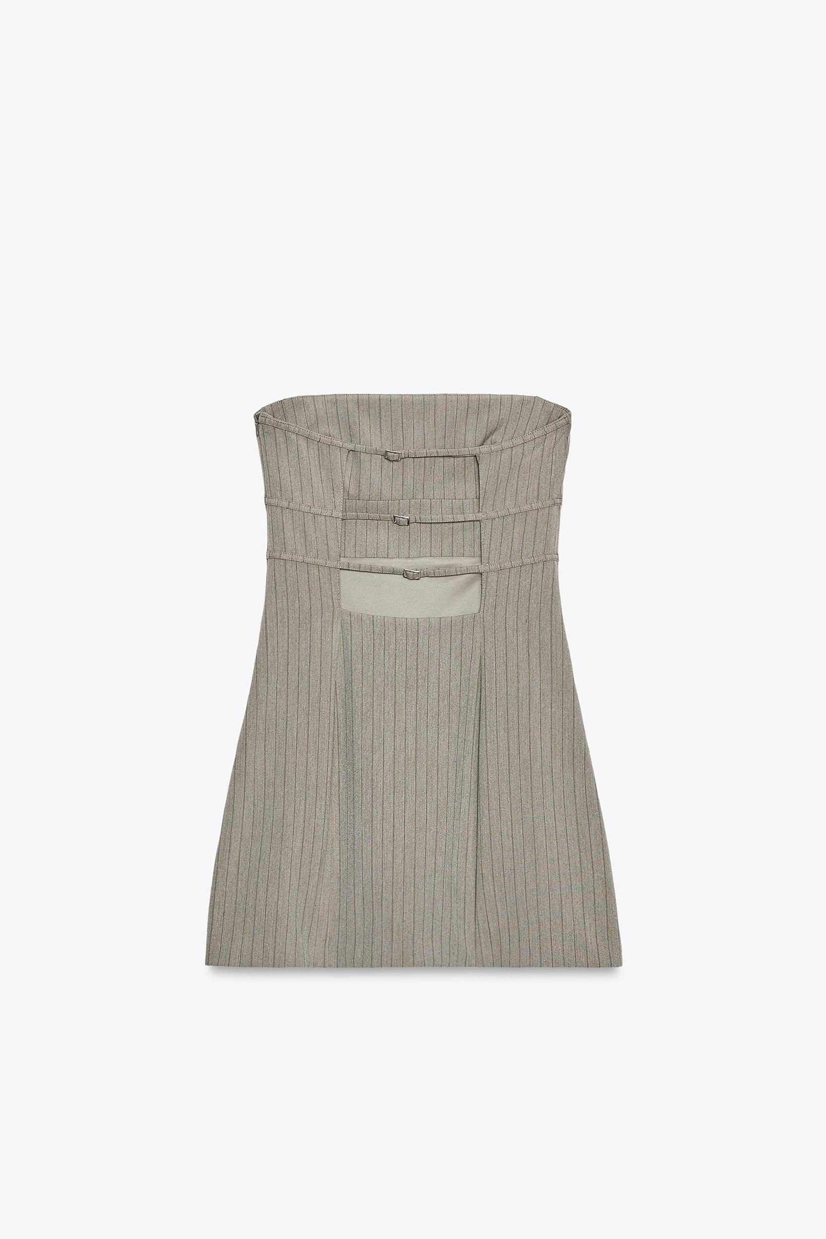 STRAPLESS PINSTRIPE DRESS Product Image