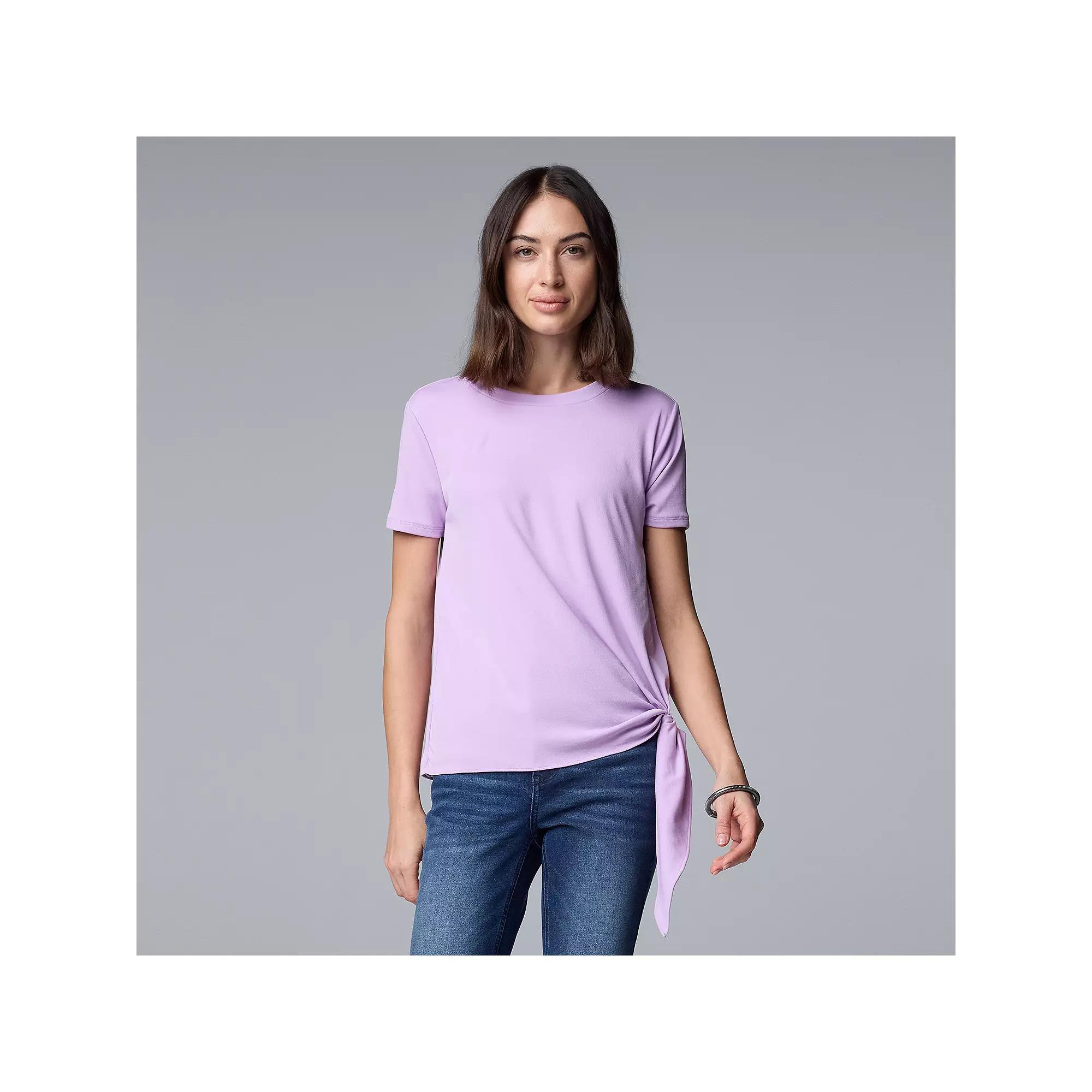 Simply Vera Vera Wang Side-Tie Mixed Media Top, Women's,  Product Image