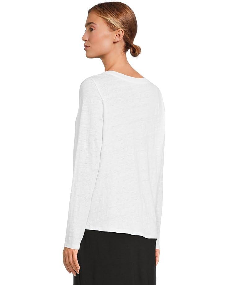 Sheer Knit Round Neck Slim Long Sleeve Tee Product Image