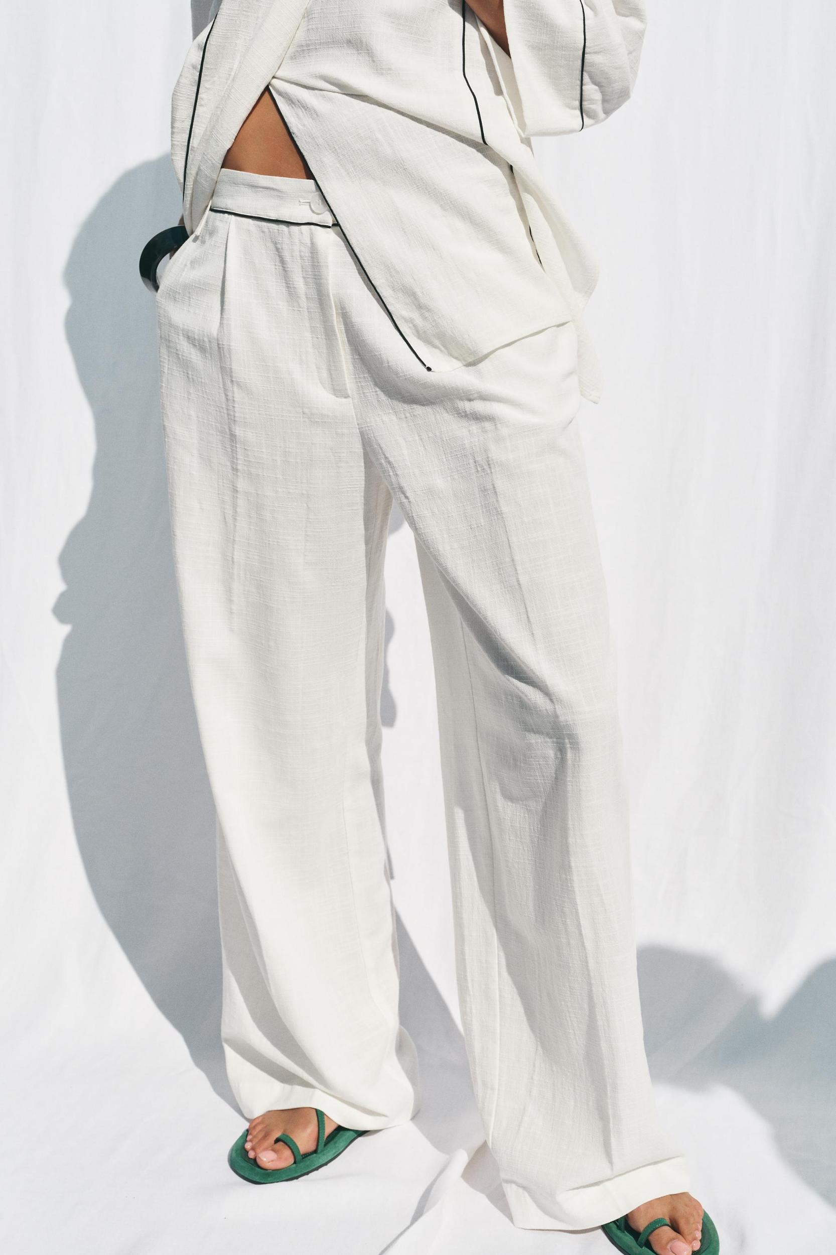 WIDE LEG PIPED PANTS Product Image