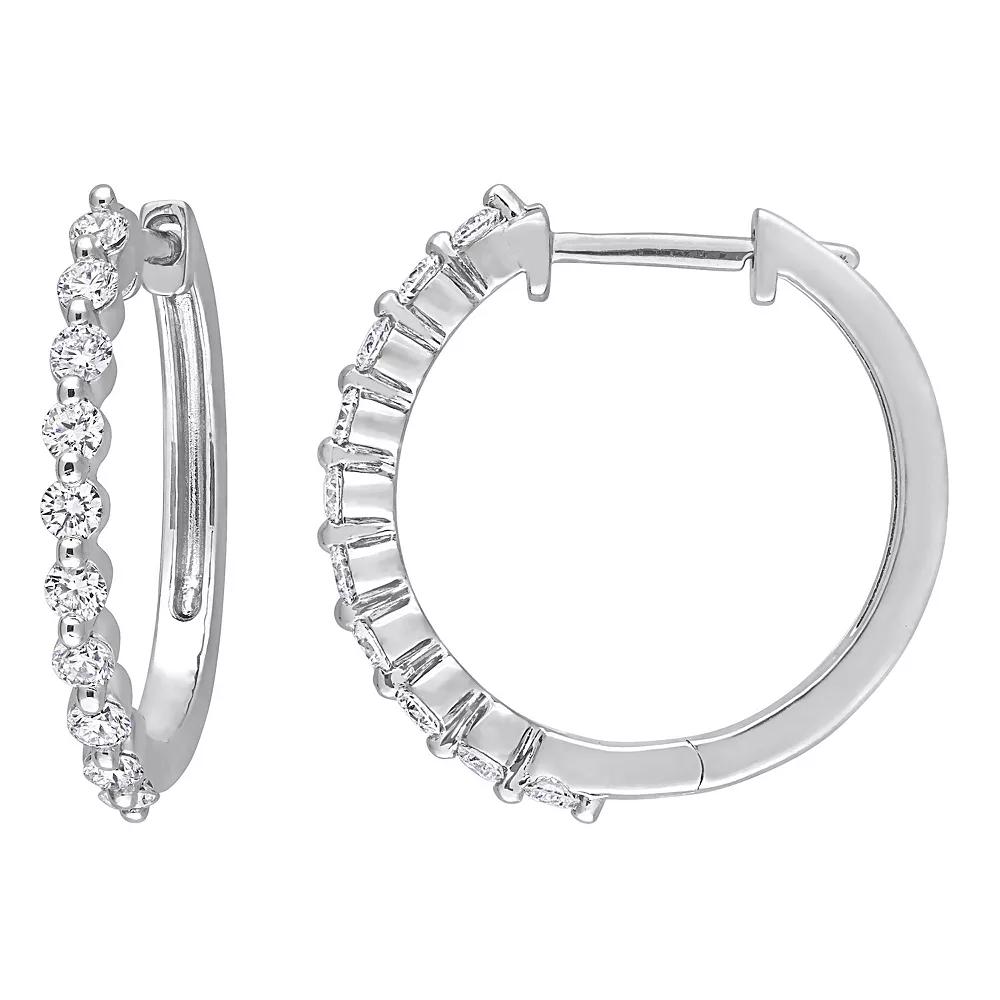 Stella Grace Platinum Over Sterling Silver 5/8 Carat T.W. Lab-Grown Diamond Hoop Earrings, Women's, White Product Image