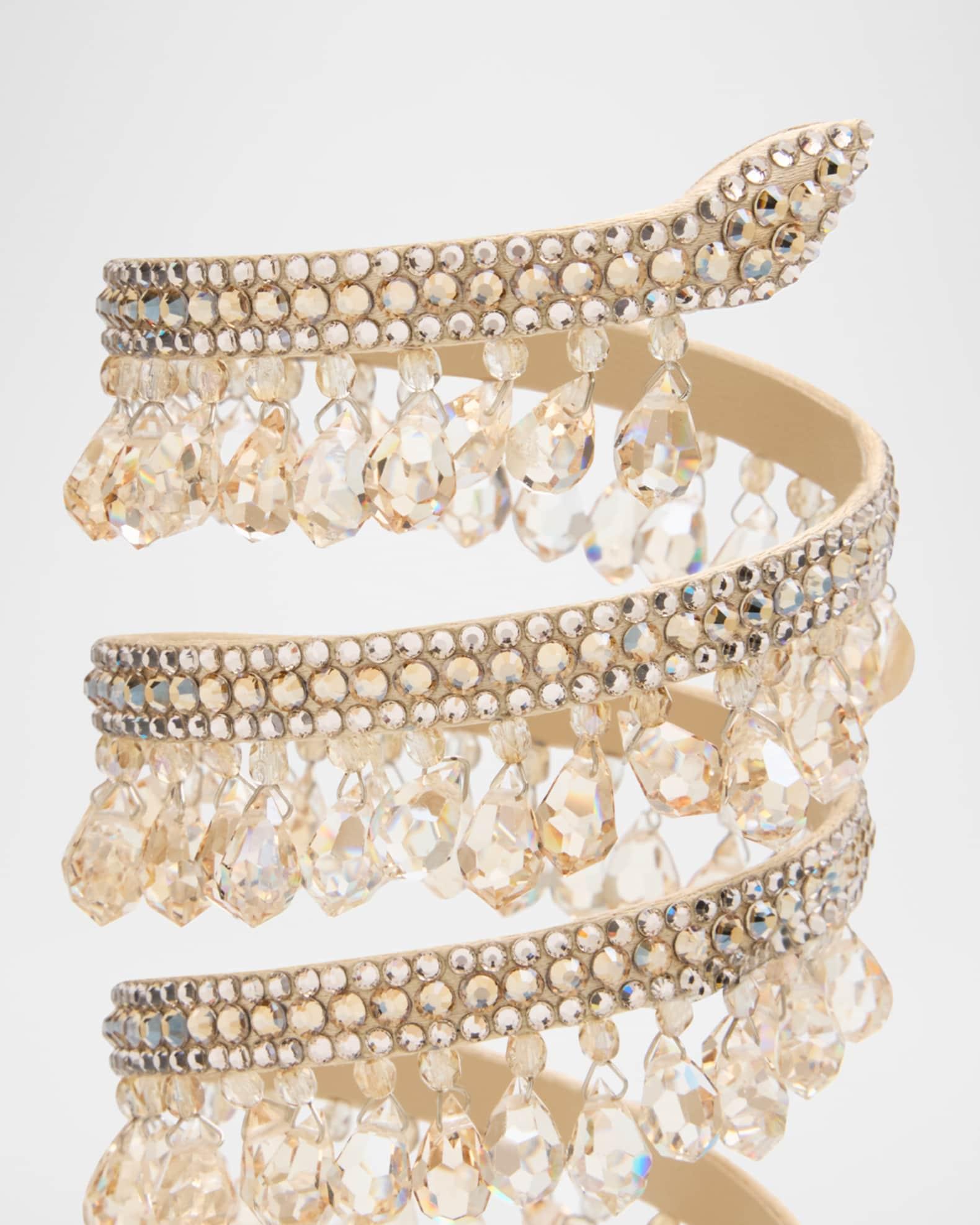 Satin Strass Chandelier Snake Wrap Sandals Product Image