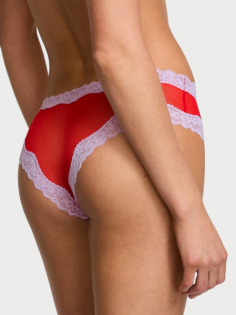Tease Mesh Lace-Trim Cheeky Panty Product Image