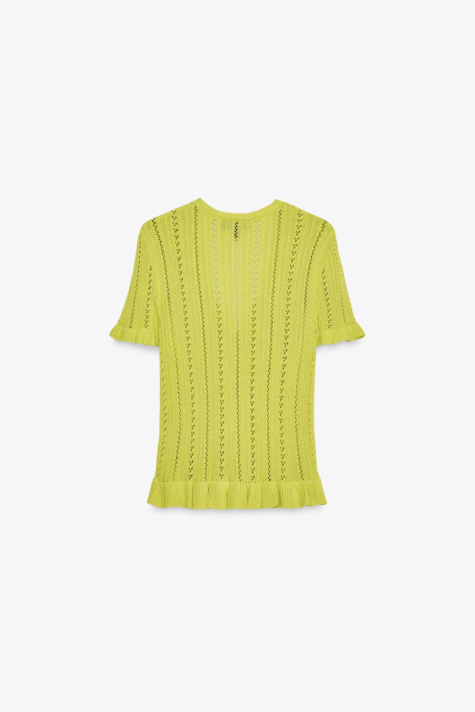 POINTELLE RUFFLED KNIT CARDIGAN Product Image