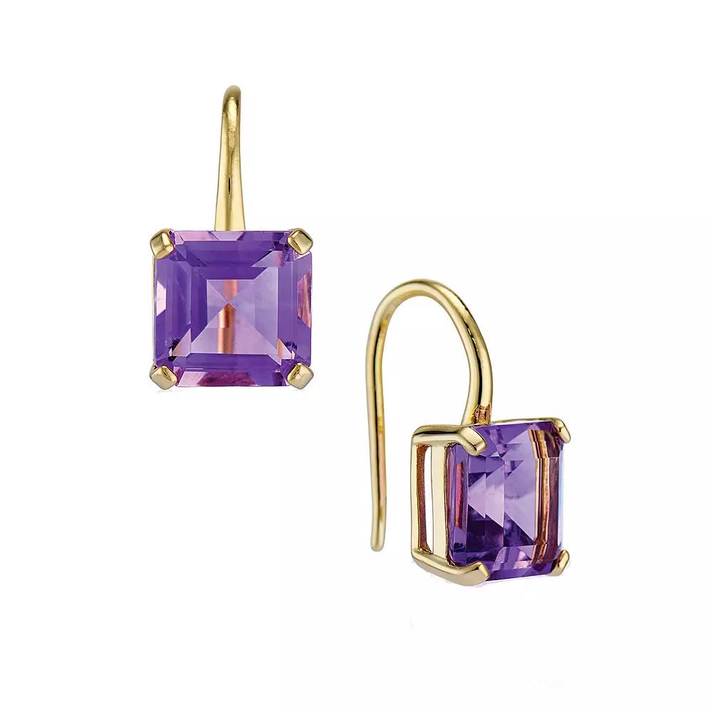 House of Frosted 14K Gold Plated Large Amethyst Drop Earrings, Women's, Gold Tone Product Image