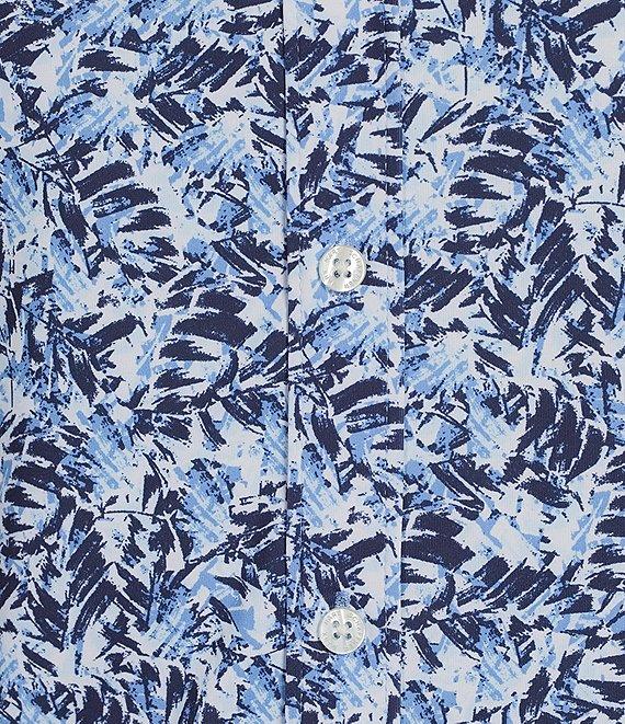 Hart Schaffner Marx Featherweight Luxury Performance Short Sleeve Leaf Print Coat Front Shirt Product Image