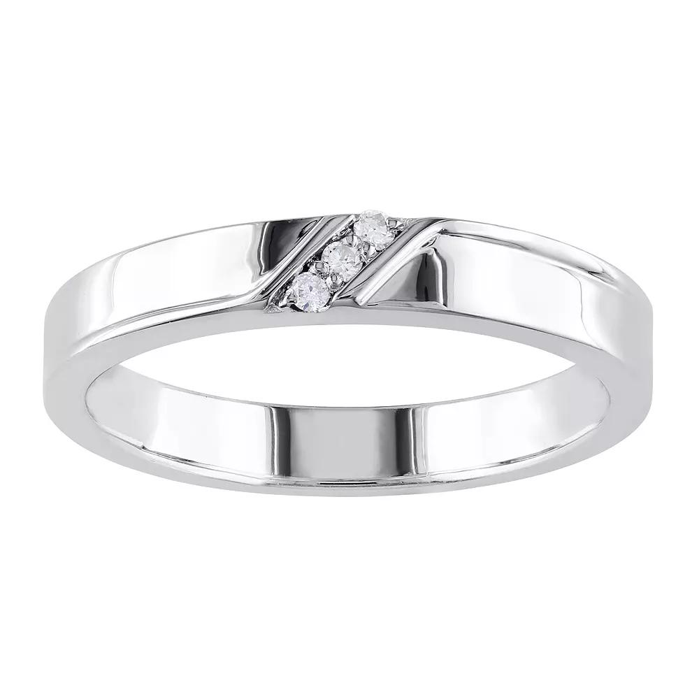 Stella Grace Men's Sterling Silver Diamond Accent 3-Stone Ring,  Product Image