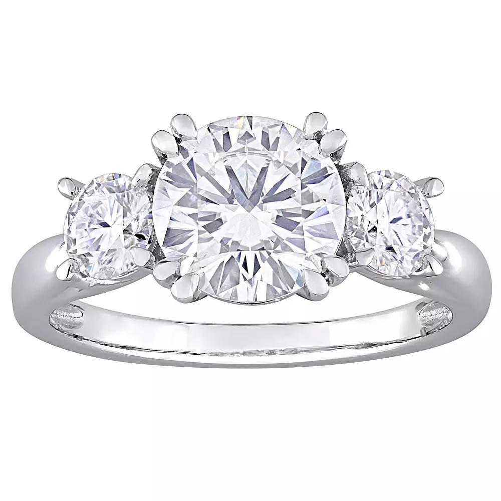Stella Grace 10k White Gold 2 3/4 Carat T.W. Lab-Created Moissanite 3-Stone Engagement Ring, Womens Product Image