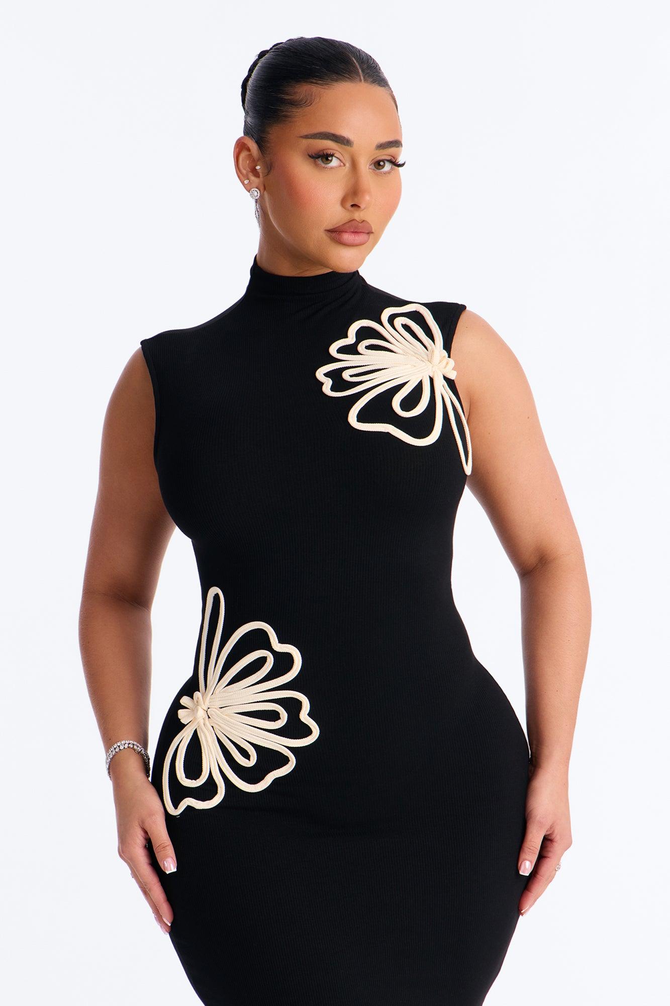 Georgia Mock Neck Maxi Dress - Black/combo Female Product Image