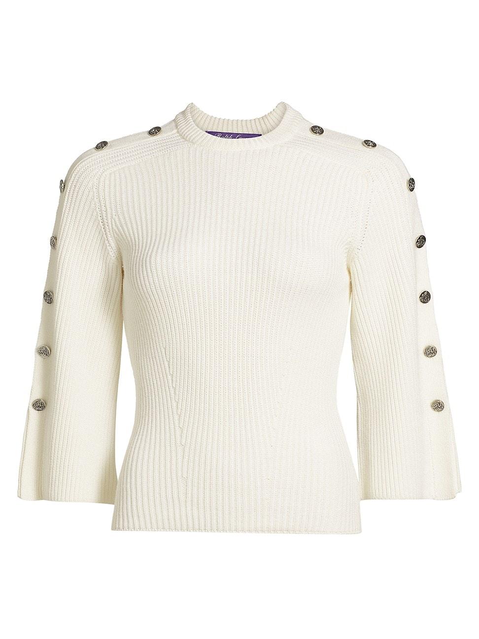 Womens Buttoned Wool-Silk Sweater Product Image