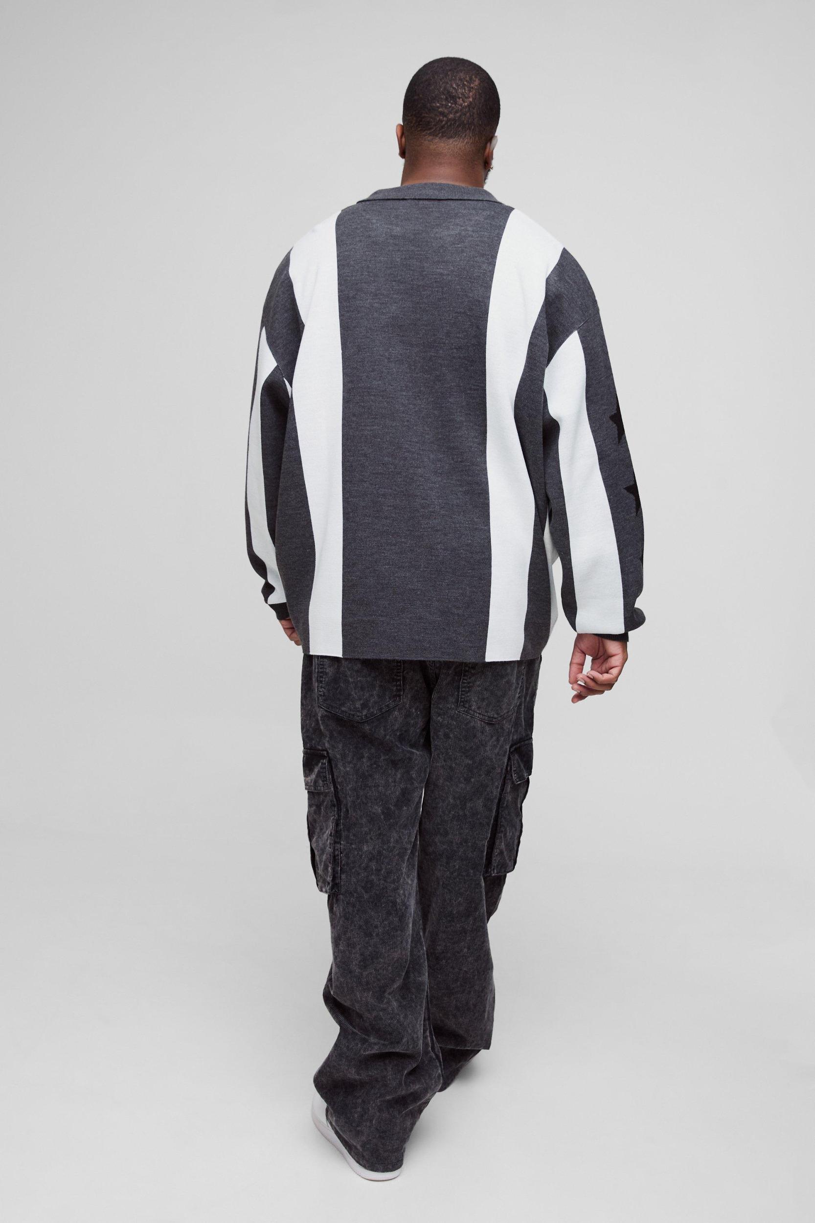 Plus Oversized Football Knitted Top | boohooMAN USA Product Image