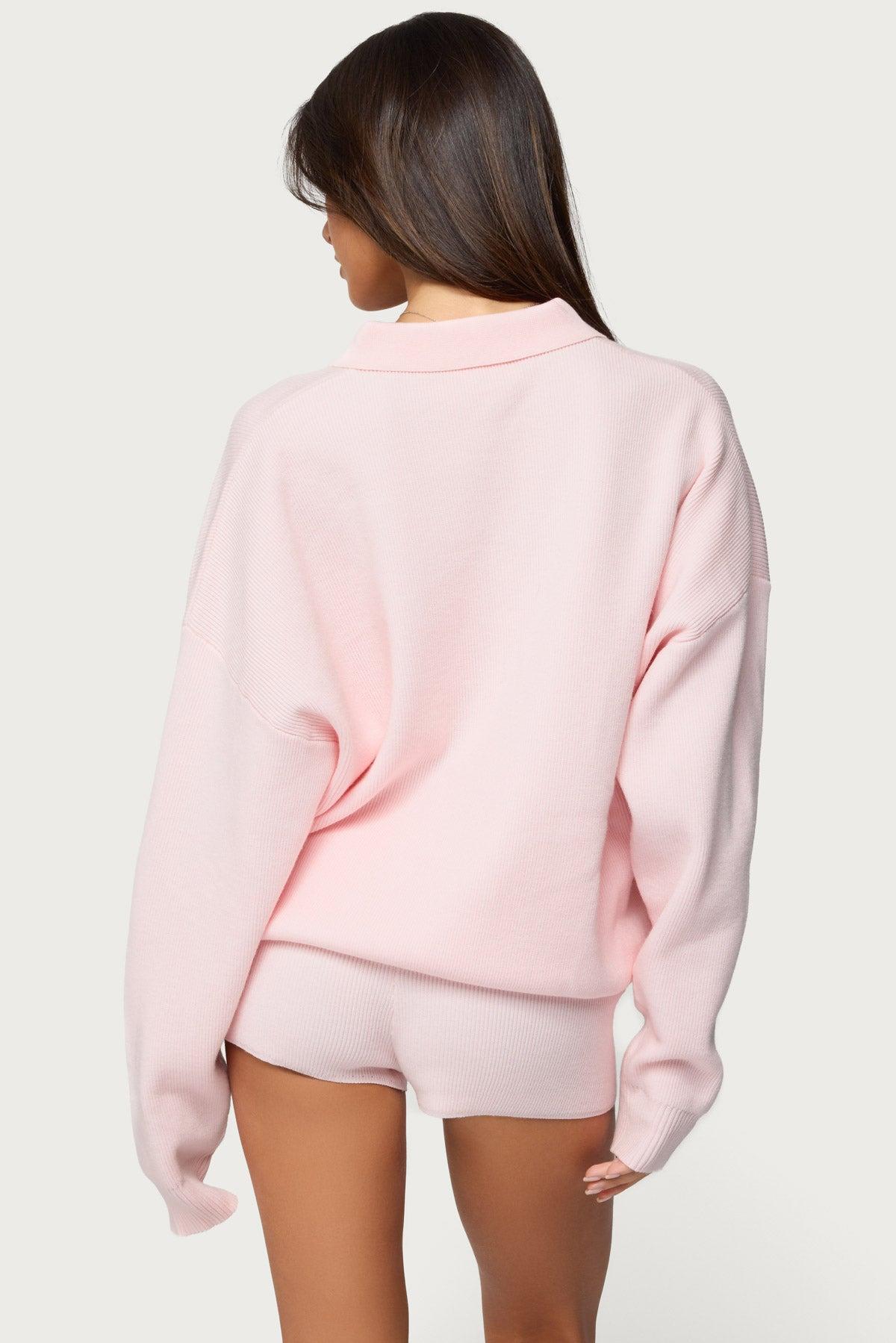Lorie Oversized Knit Polo Sweater Product Image
