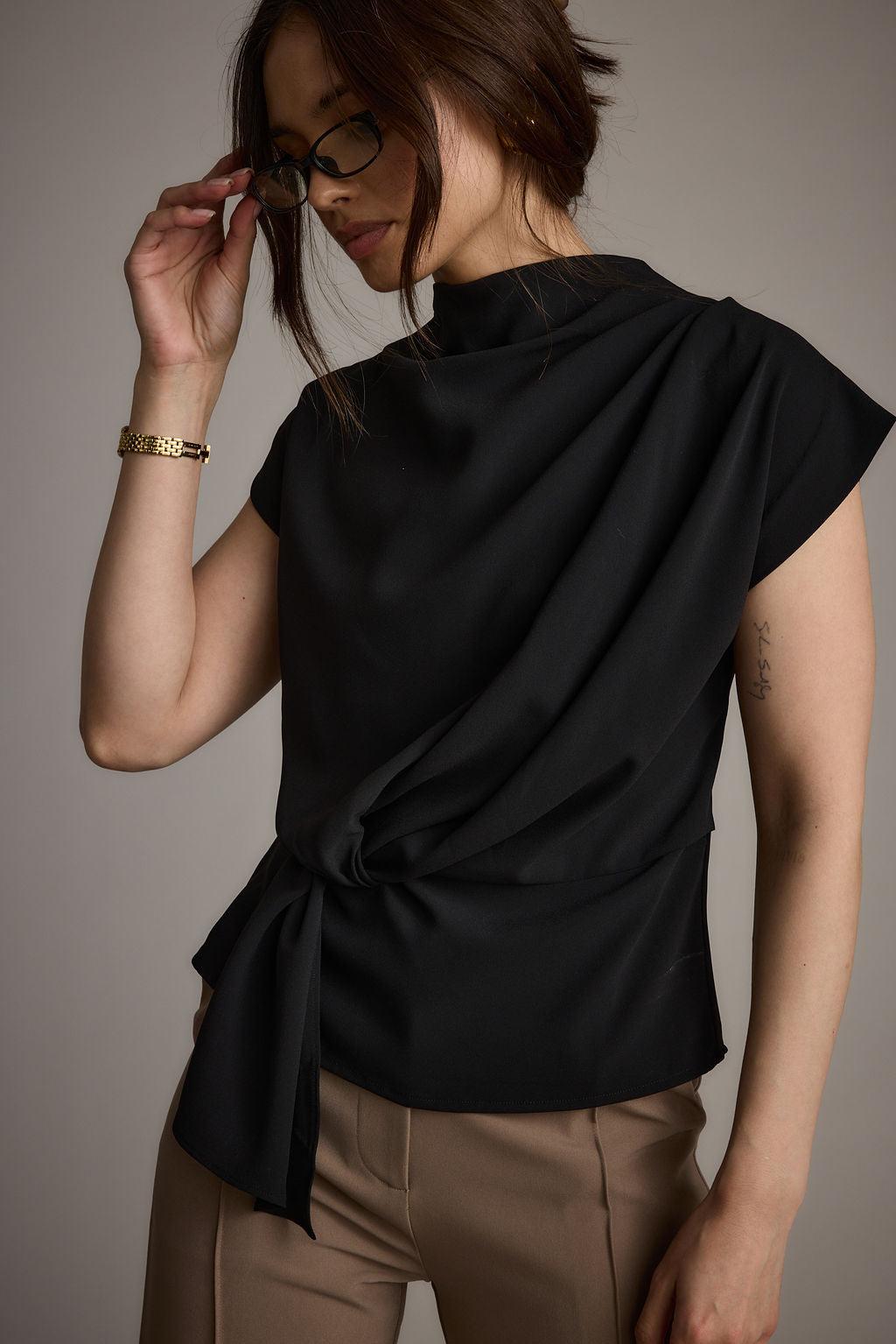 Atwood Black Twist Front Blouse Product Image