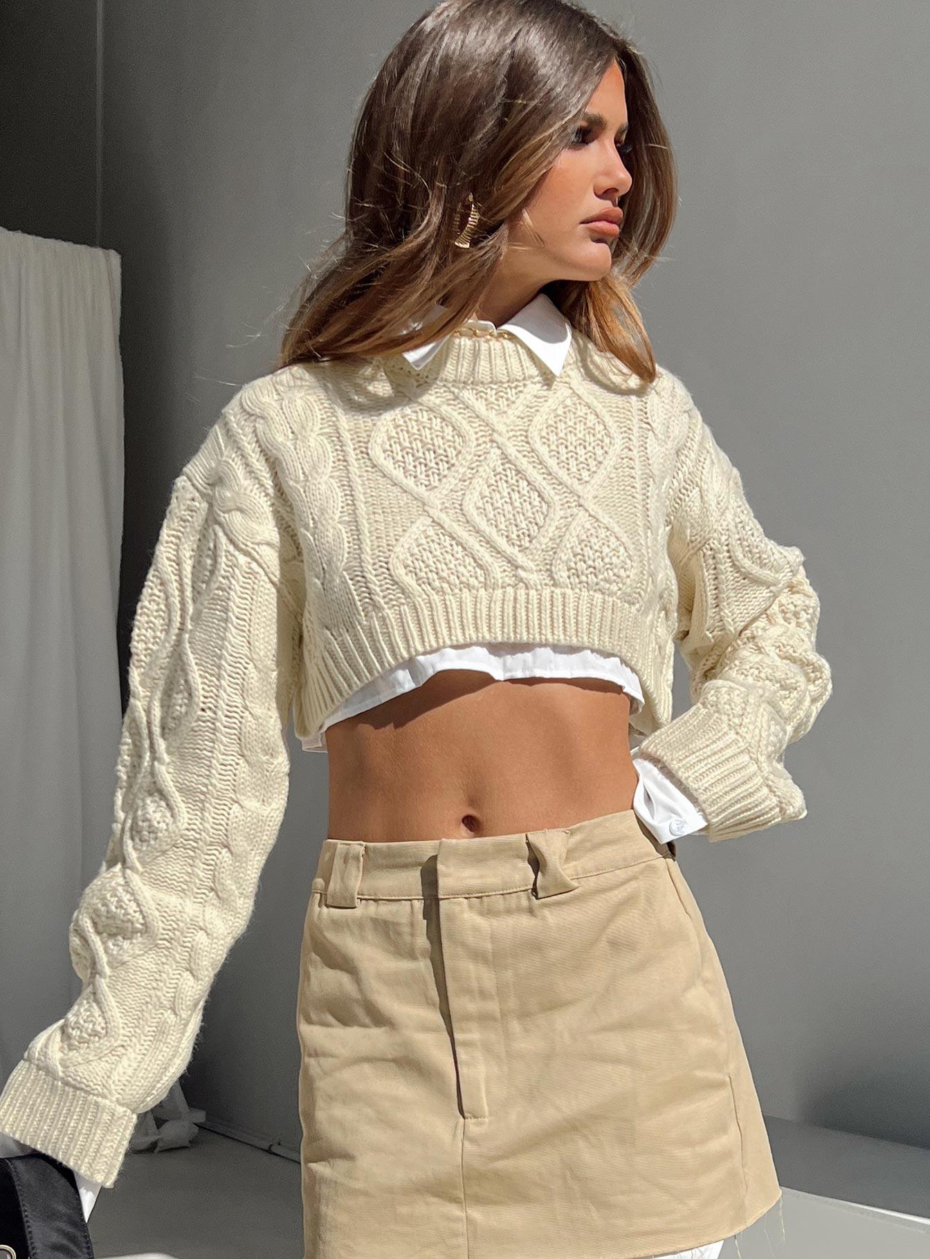 Sonny Cropped Sweater Cream Product Image