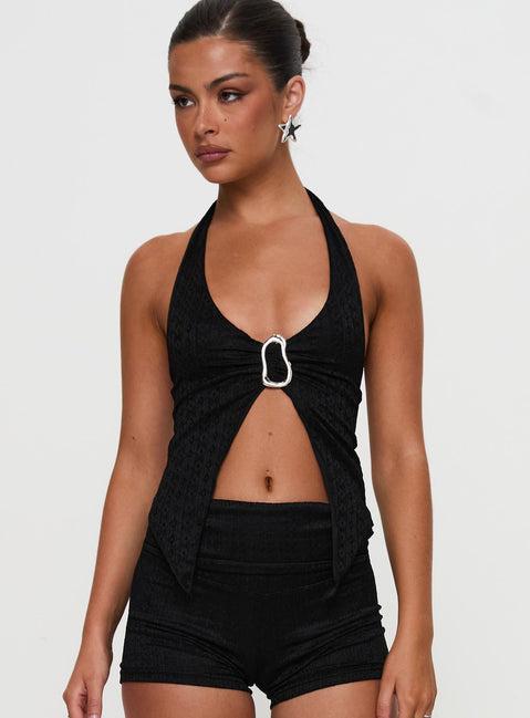 Moderna Halter Lace Top Black Product Image