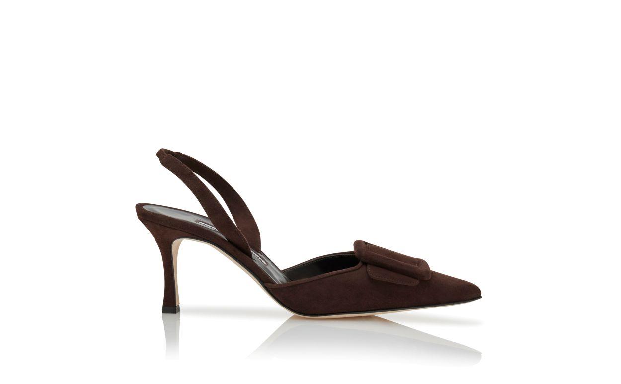 MAYSLI Brown Suede Slingback Mules Product Image
