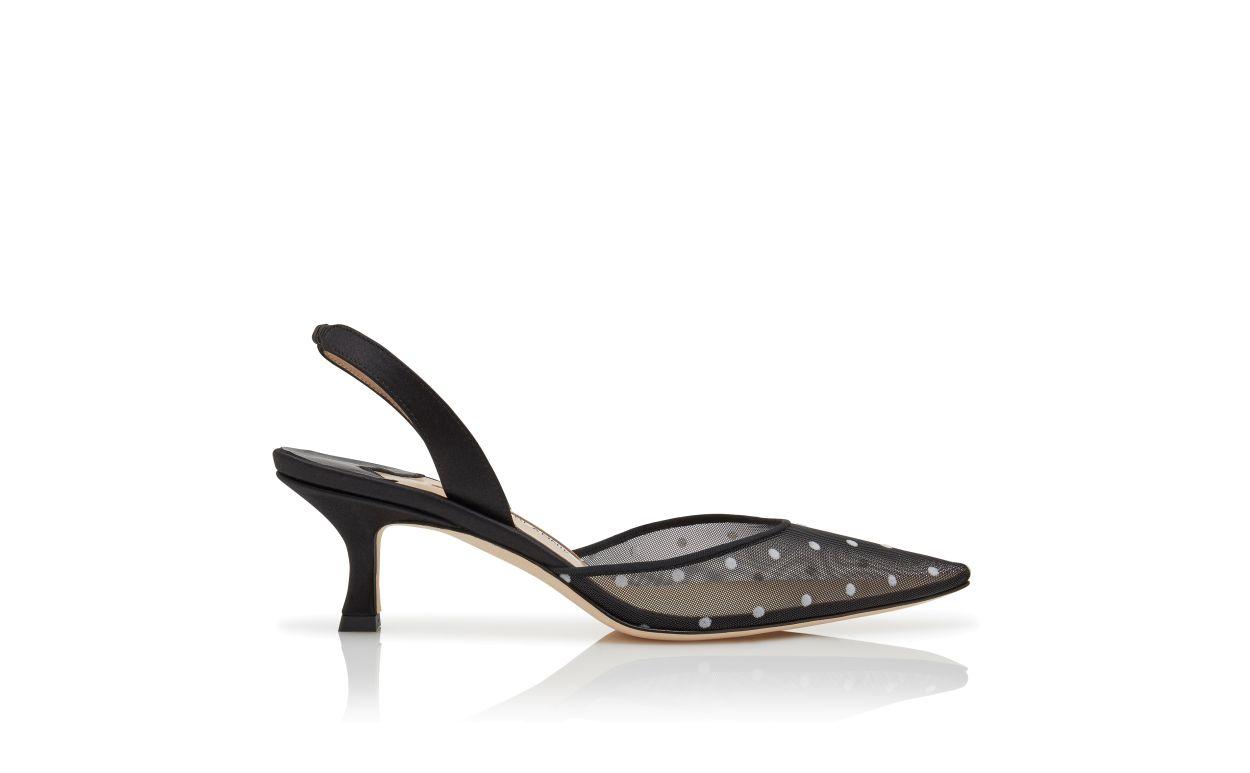 CAROLYNE Black Mesh Slingback Pumps Product Image