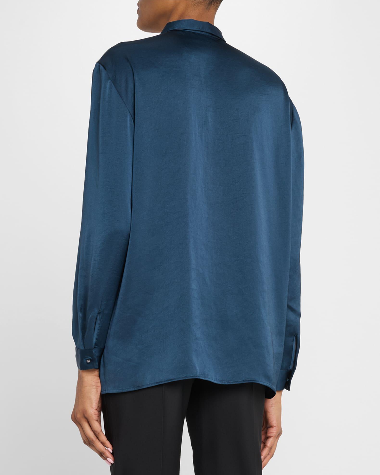 Embellished Washed Satin Button-Down Blouse Product Image