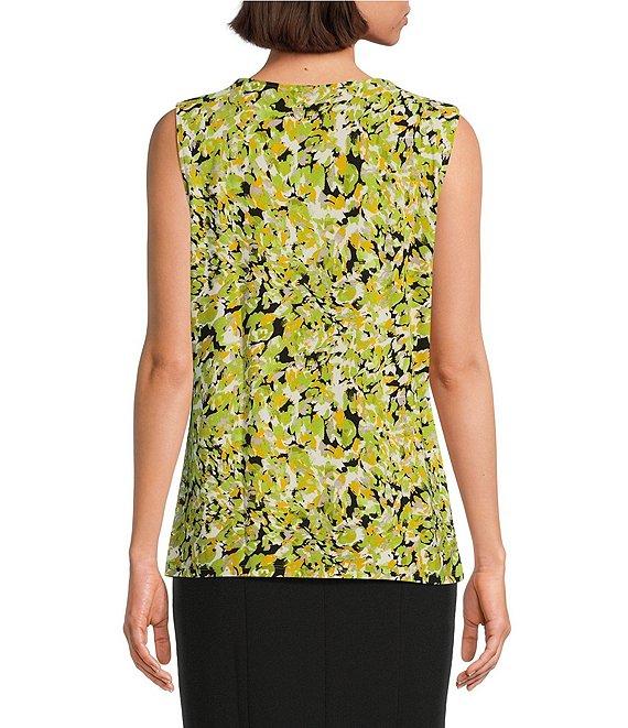 Kasper Sleeveless Pleated Keyhole Neck Top Product Image