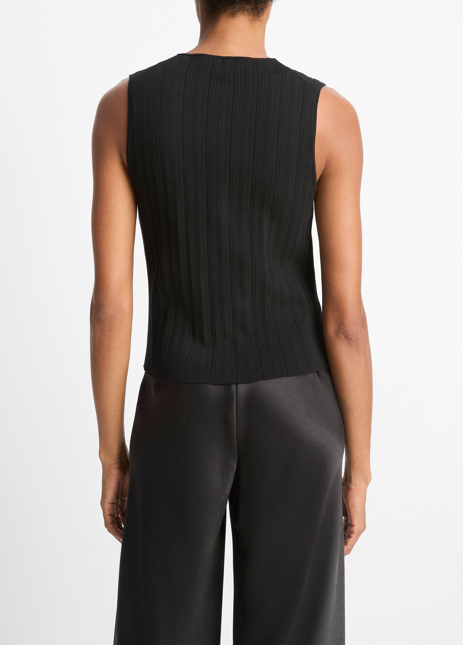 Ribbed Italian Cotton-Blend Button-Front Sweater Shell Product Image