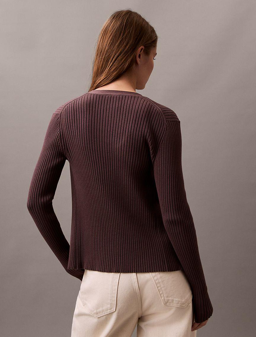 Smooth Cotton Rib Sweater Cardigan Product Image