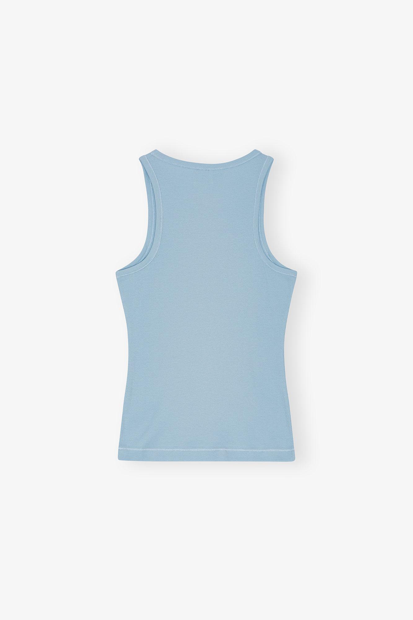 Blue Soft Cotton Rib Tank Top Product Image