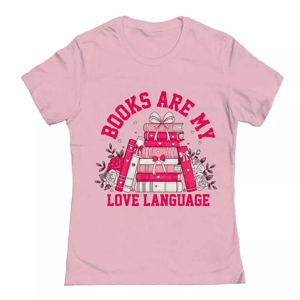 Junior's Books Love Language Valentine's Day Graphic Tee, Women's, Size: Small, Light Pink Product Image