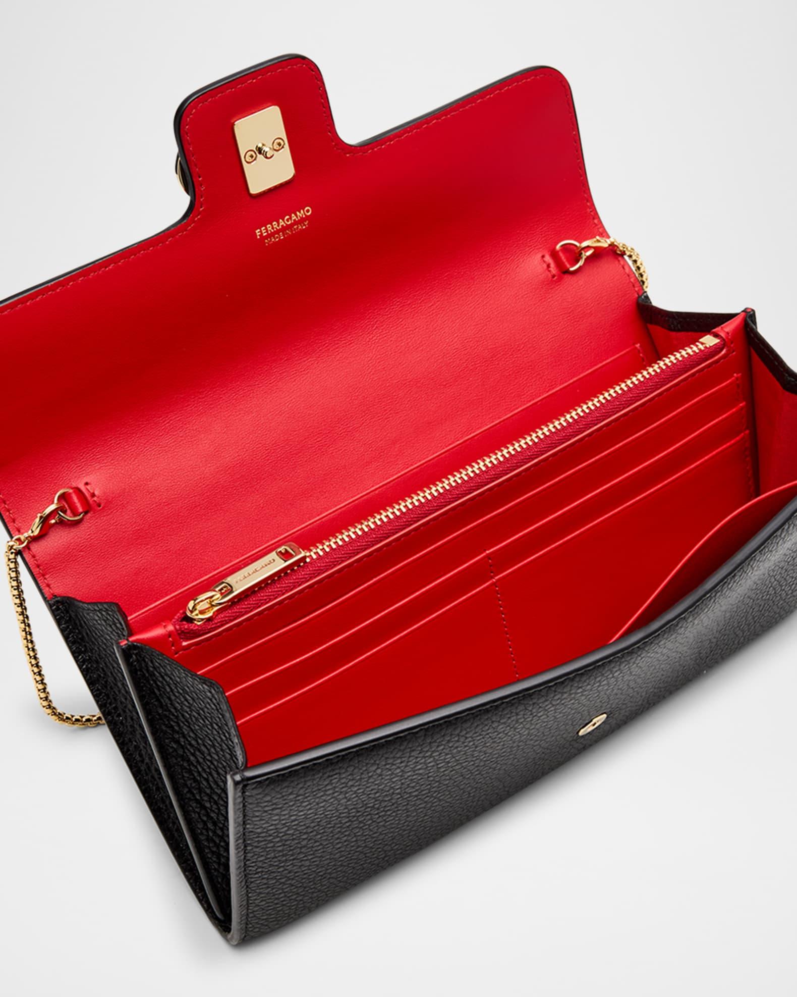 Double Gancio Grain Leather Clutch Bag Product Image