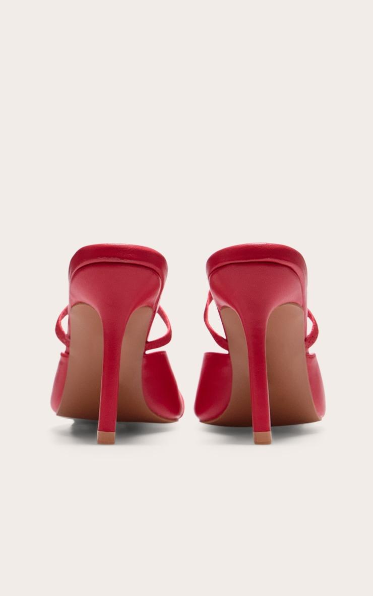 Red Pu Point Toe Buckle Detail Mid Heeled Courts Product Image