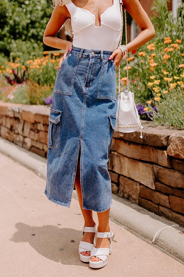 The Ahna High Waist Denim Skirt Product Image