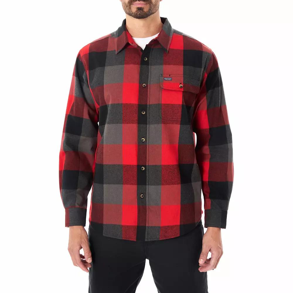 Men's Smith's Workwear Relaxed-Fit Buffalo Plaid Flannel Button-Down Shirt, Size: Medium, Blue Gray Product Image