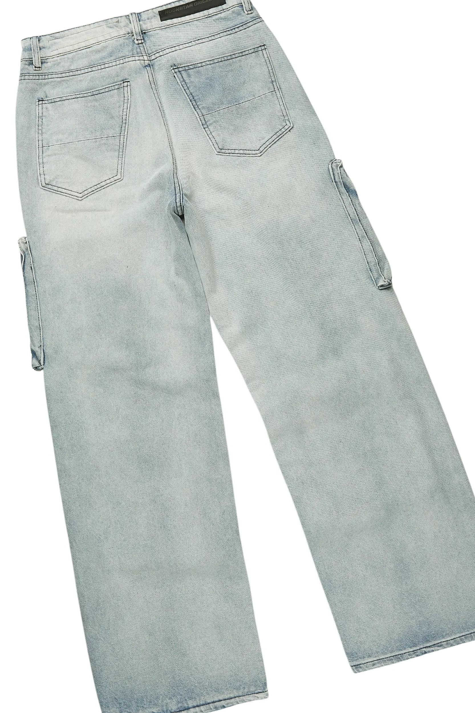 Yooz Grey/Blue Hoodie/Baggy Fit Jean Bundle Male Product Image