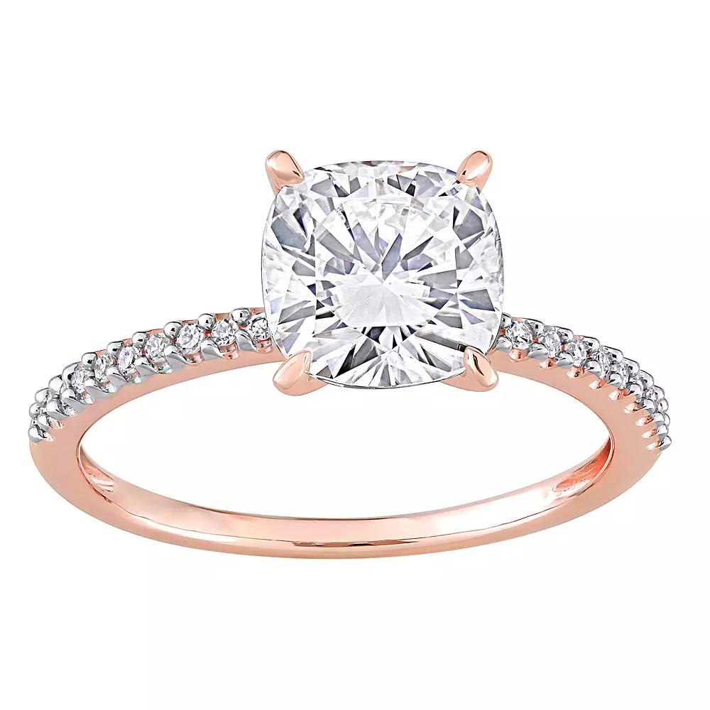 Stella Grace 14k Rose Gold 2 Carat T.W. Lab-Created Moissanite & 1/10 Carat T.W. Diamond Engagement Ring, Women's, Size: 8.50 Product Image
