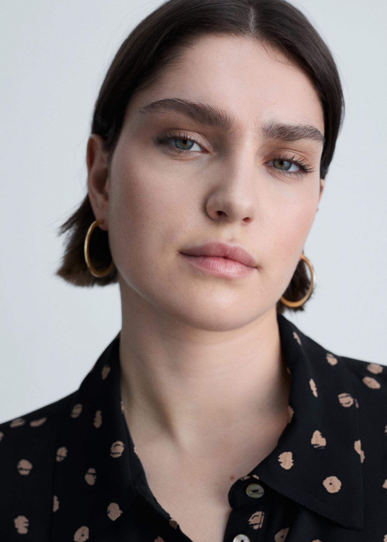 Polka-dot shirt dress with knot detail - Women | MANGO USA Product Image