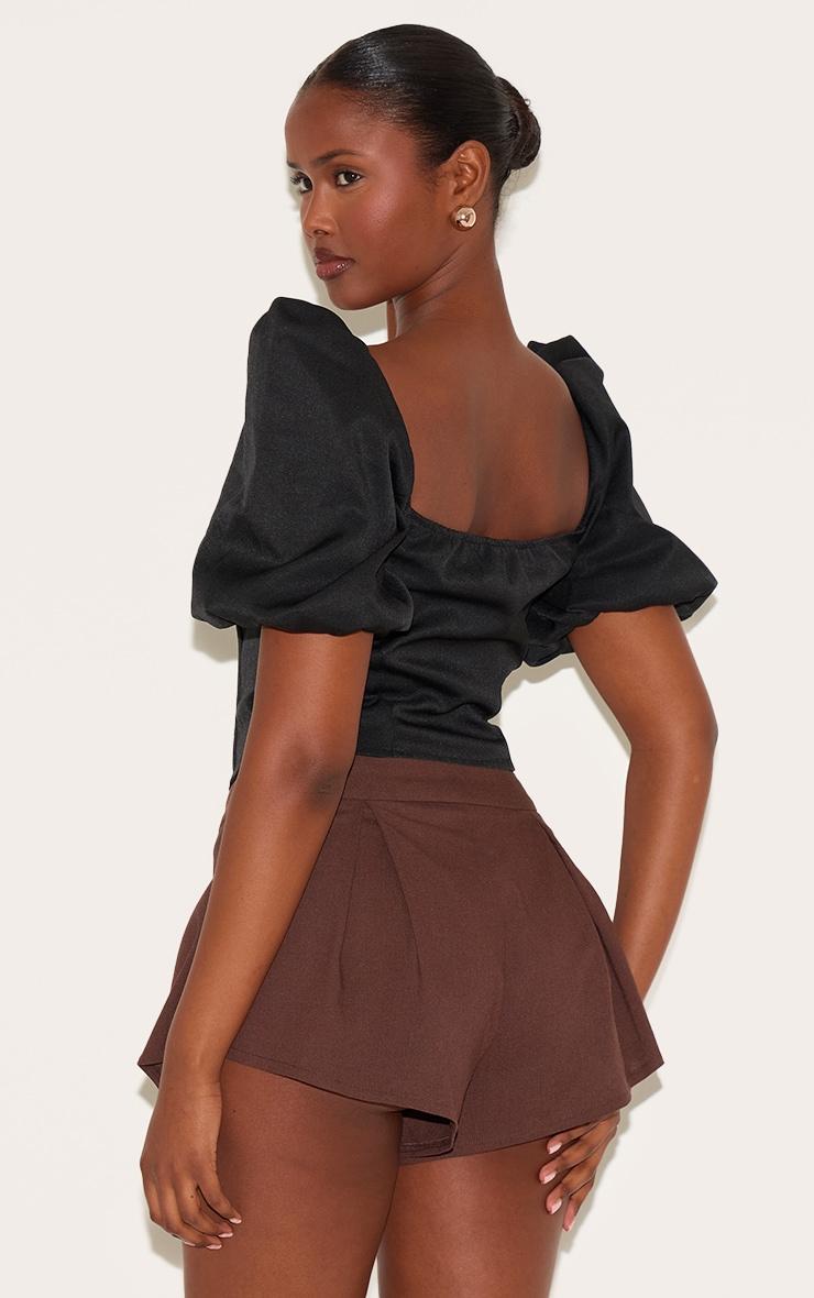 Black Puff Sleeve Woven Corset Product Image