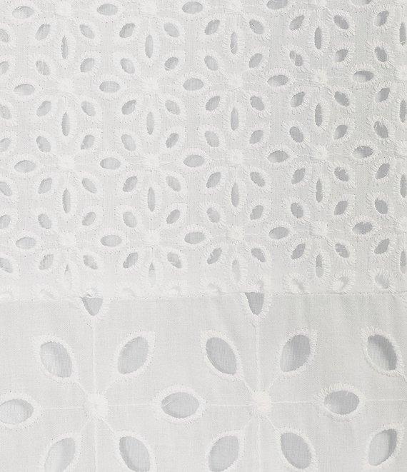 tyler boe Ingrid Eyelet Crew Neck Split V 3/4 Bell Sleeve Tiered Dress Product Image